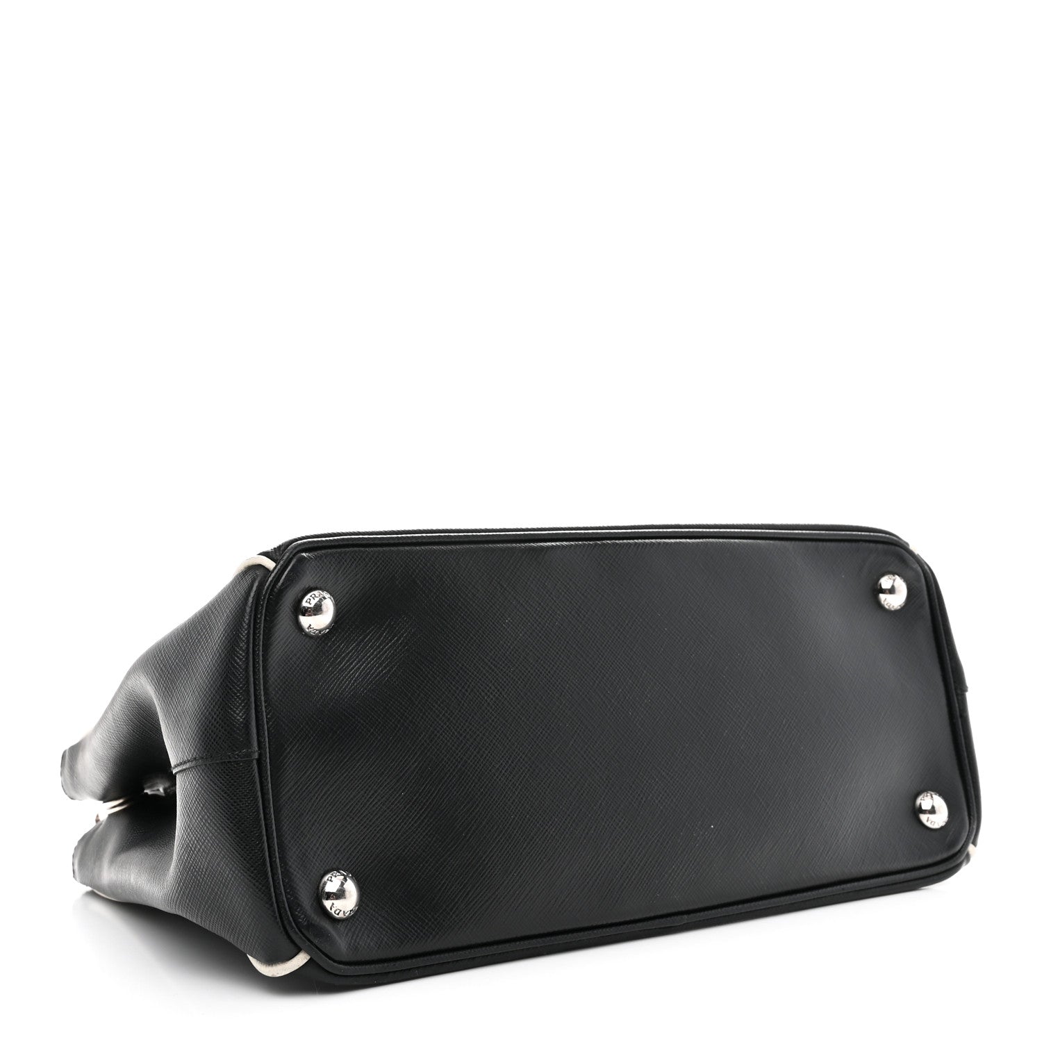 Prada Saffiano Small Galleria Double Zip Tote Black Talco 4 of 10