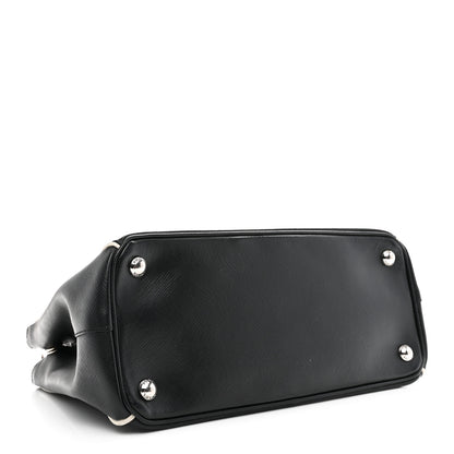 Prada Saffiano Small Galleria Double Zip Tote Black Talco 4 of 10