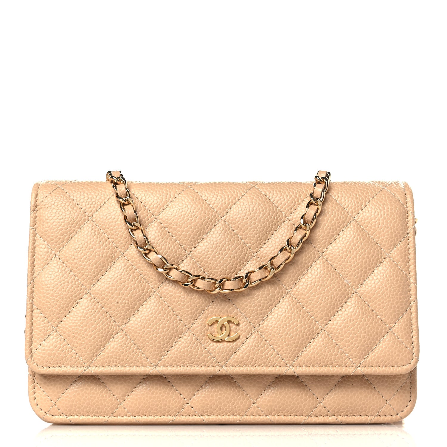 Chanel Caviar Quilted Wallet On Chain WOC Beige 1 of 11