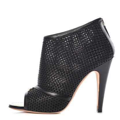 Chanel Mesh CC Peep Toe Ankle Boots 38 Black 1 of 13