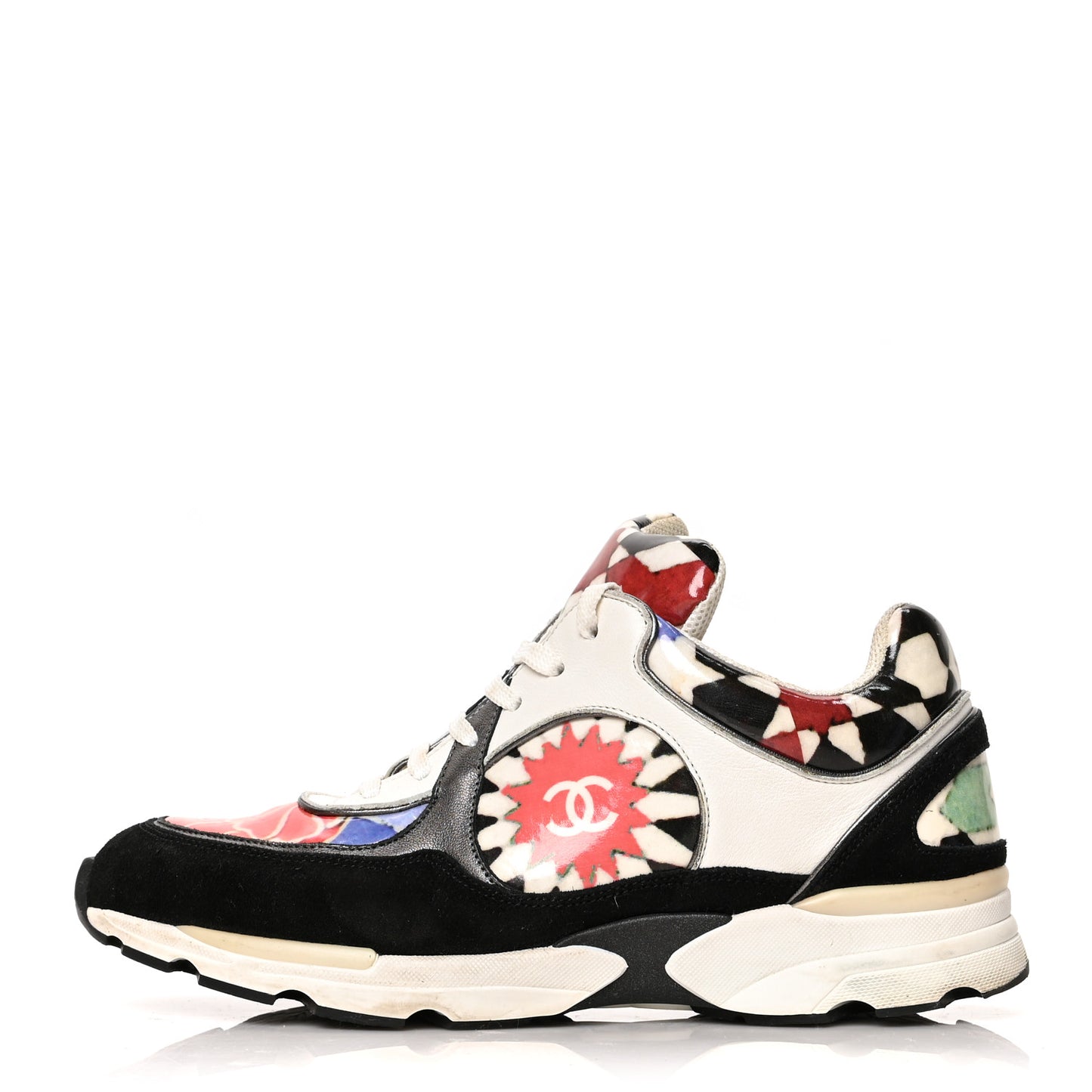 Vinyl Calfskin Suede Womens CC Sneakers 39 Multicolor