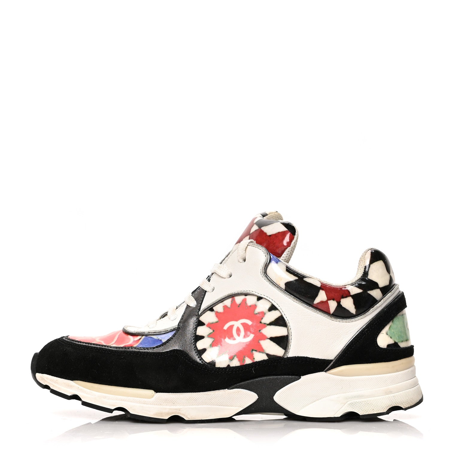 Chanel Vinyl Calfskin Suede Womens CC Sneakers 39 Multicolor 1 of 10