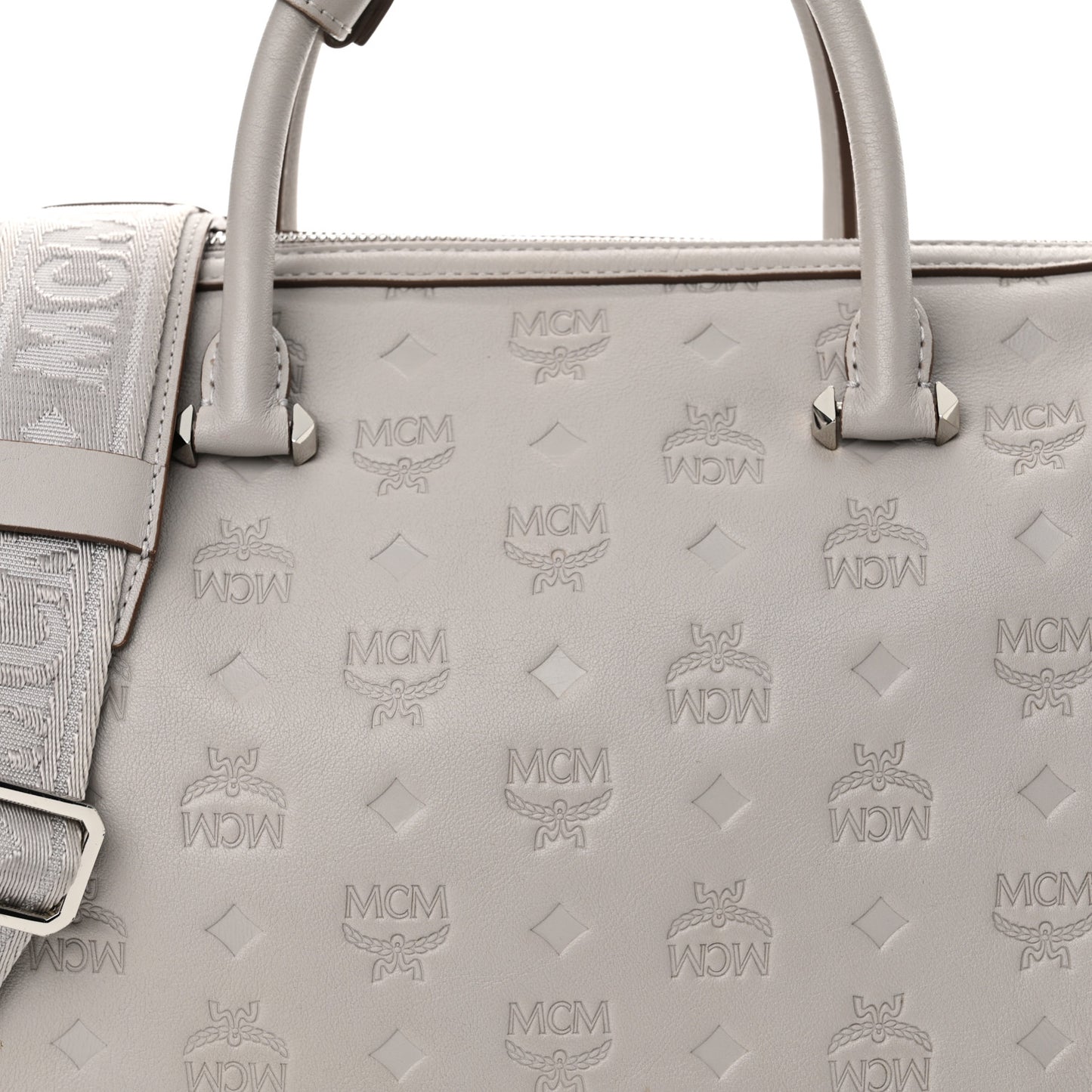 Calfskin Ottomar Monogram Essential Boston Bag Dove