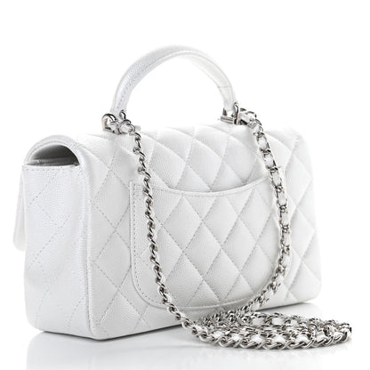 Chanel Iridescent Caviar Quilted Mini Top Handle Rectangular Flap White 3 of 11