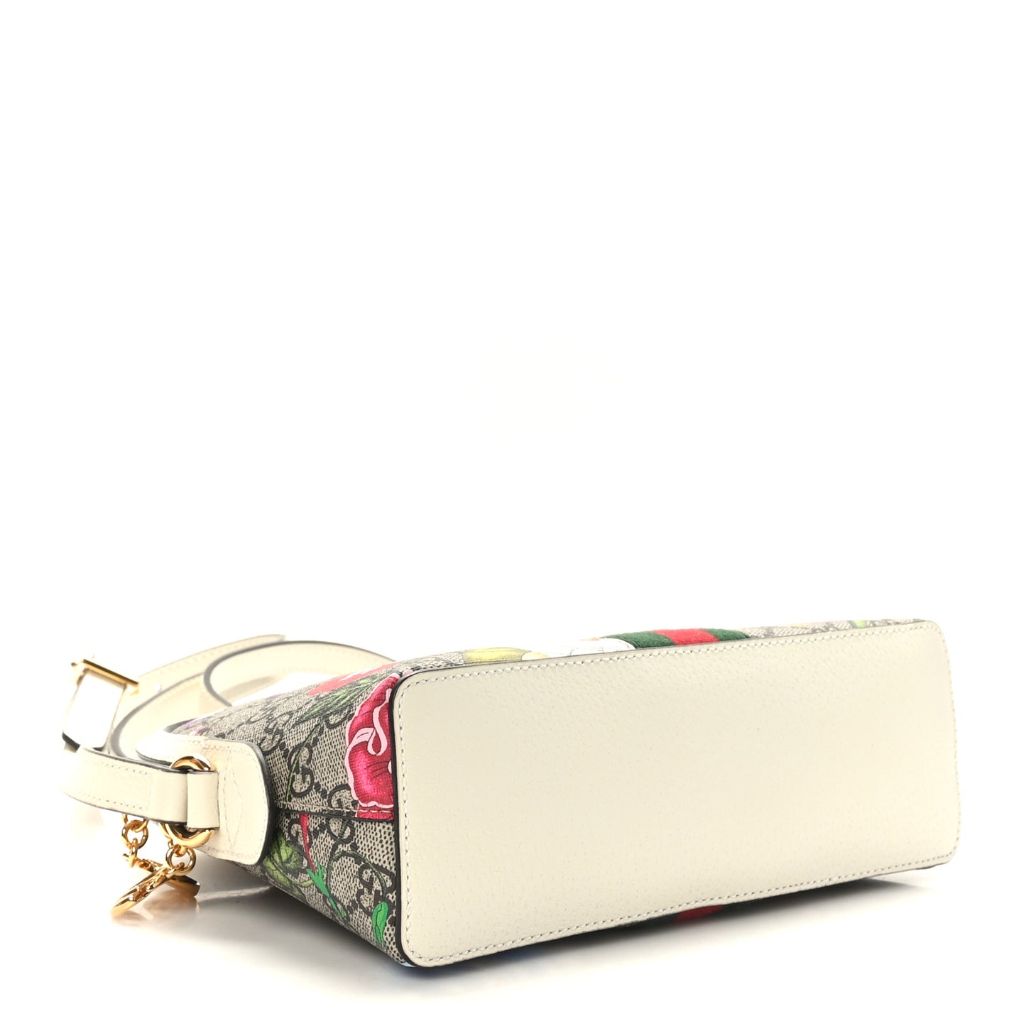 GG Supreme Monogram Flora Web GG Small Ophidia Dome Shoulder Bag White