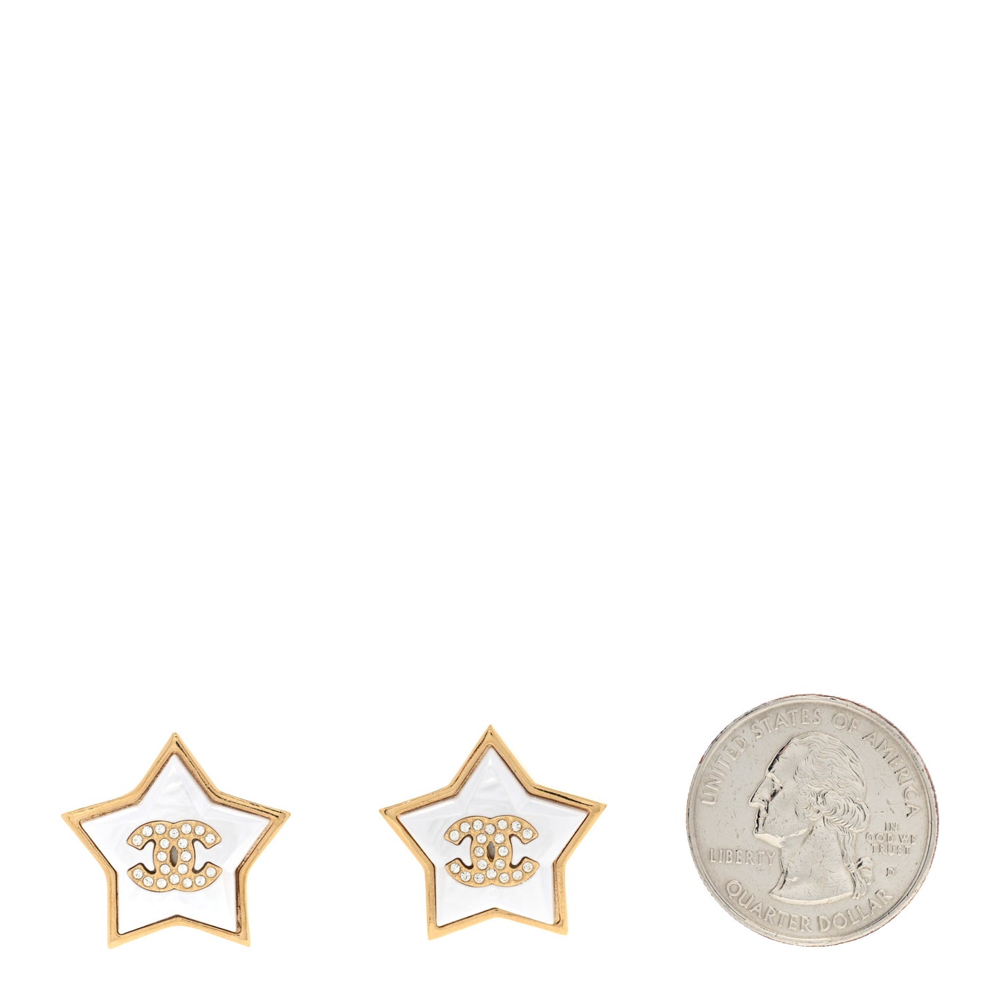 Pearl Crystal CC Star Earrings Gold