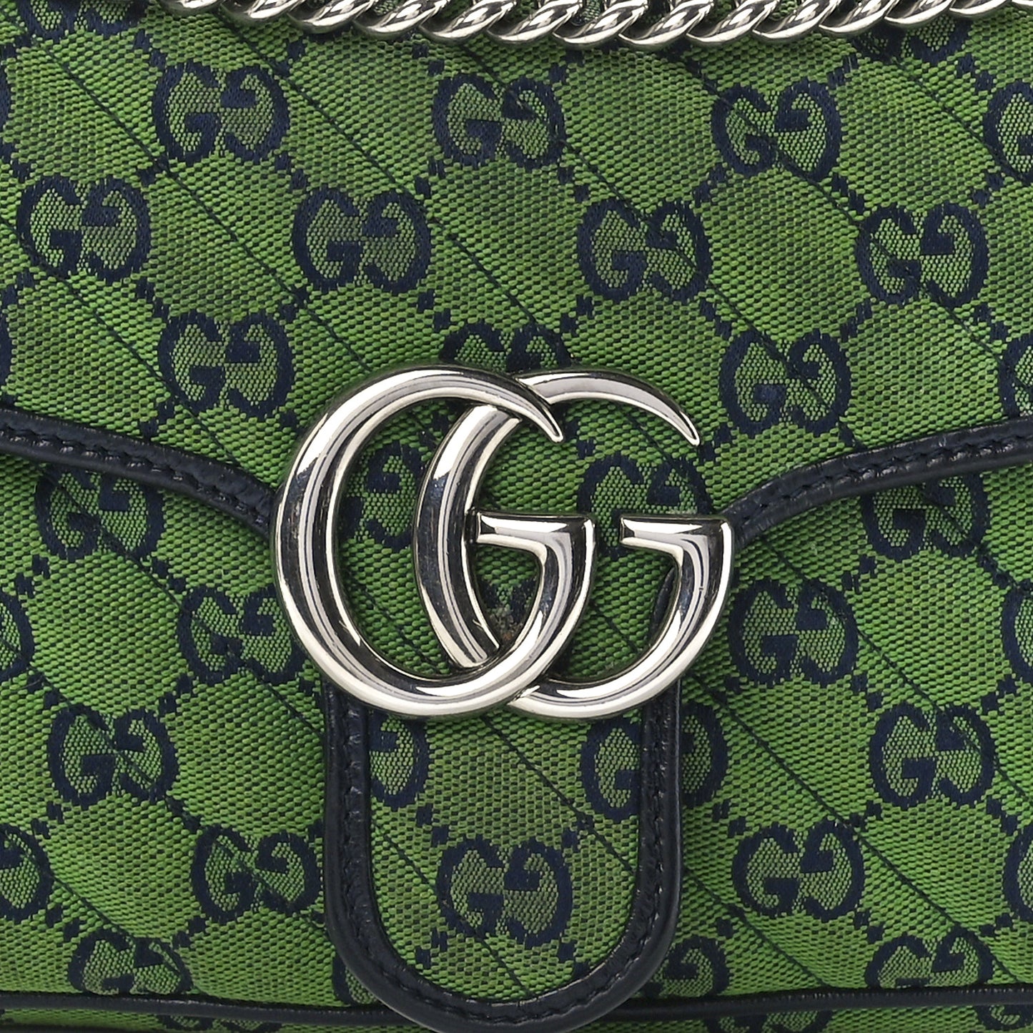 Monogram Multicolor Matelasse Diagonal Small GG Marmont Shoulder Bag Green Blue