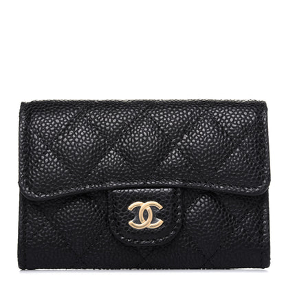 Chanel Caviar Quilted Flap Card Holder Wallet Black 1 of 12