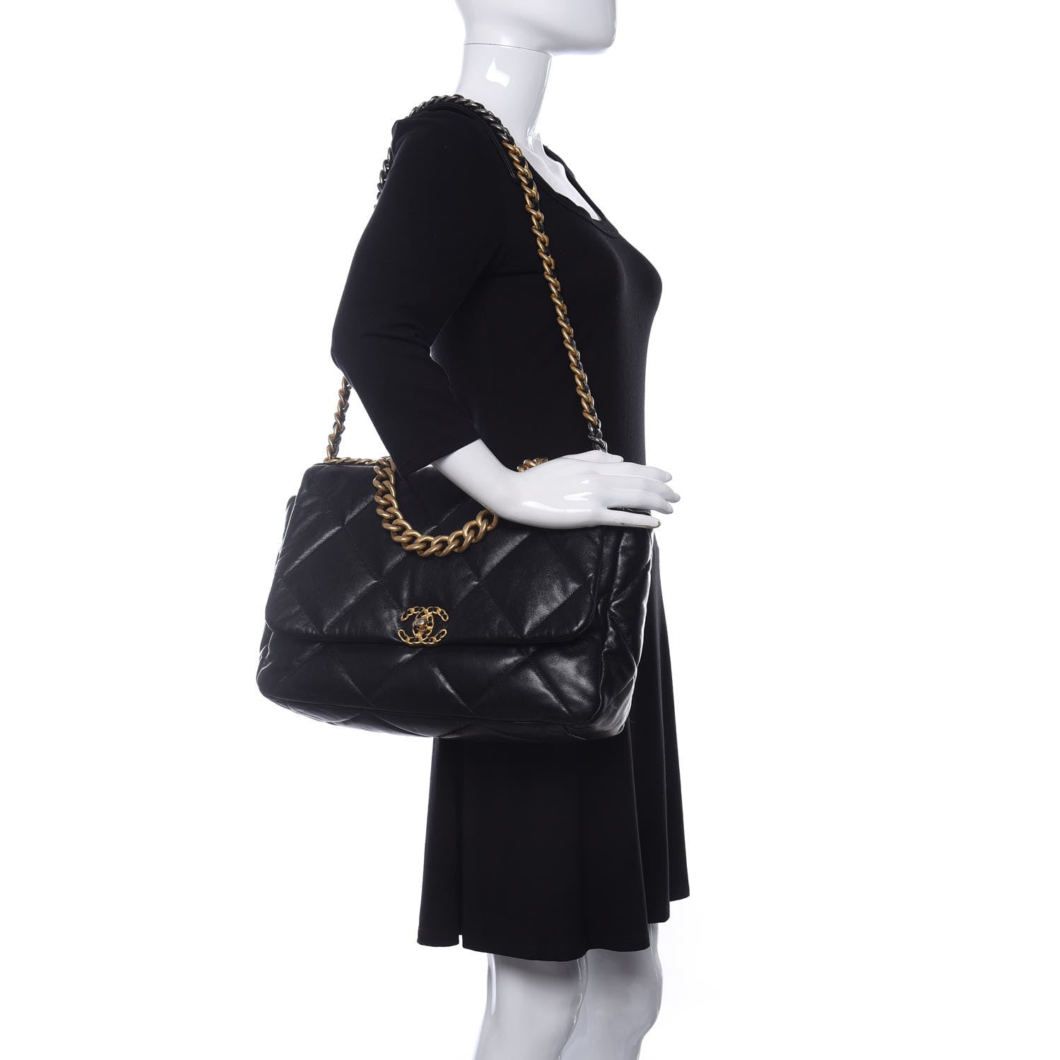 Chanel Goatskin Quilted Maxi Chanel 19 Flap Black 2 of 10