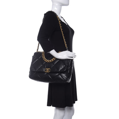 Chanel Goatskin Quilted Maxi Chanel 19 Flap Black 2 of 10