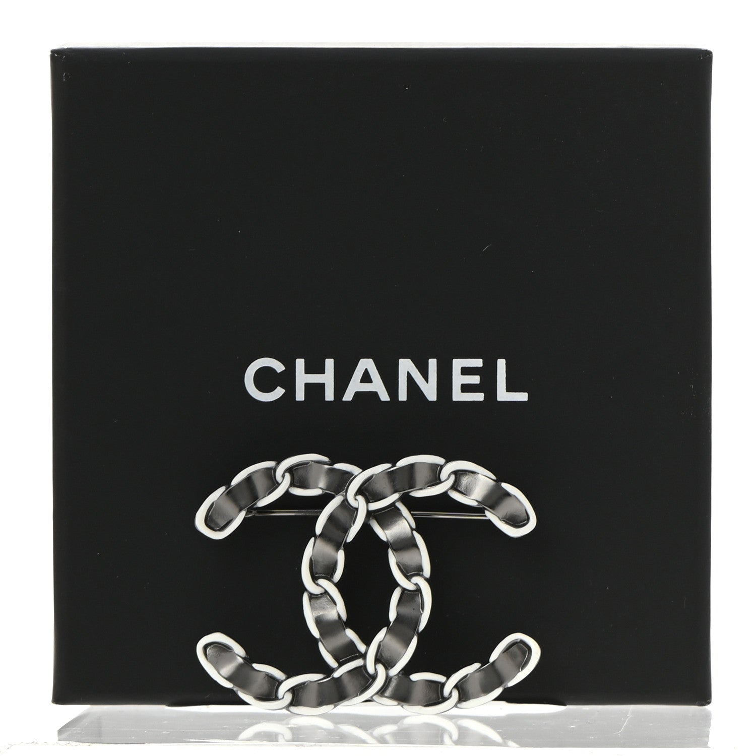 Chanel Lambskin Chain CC Brooch Ruthenium White 5 of 5