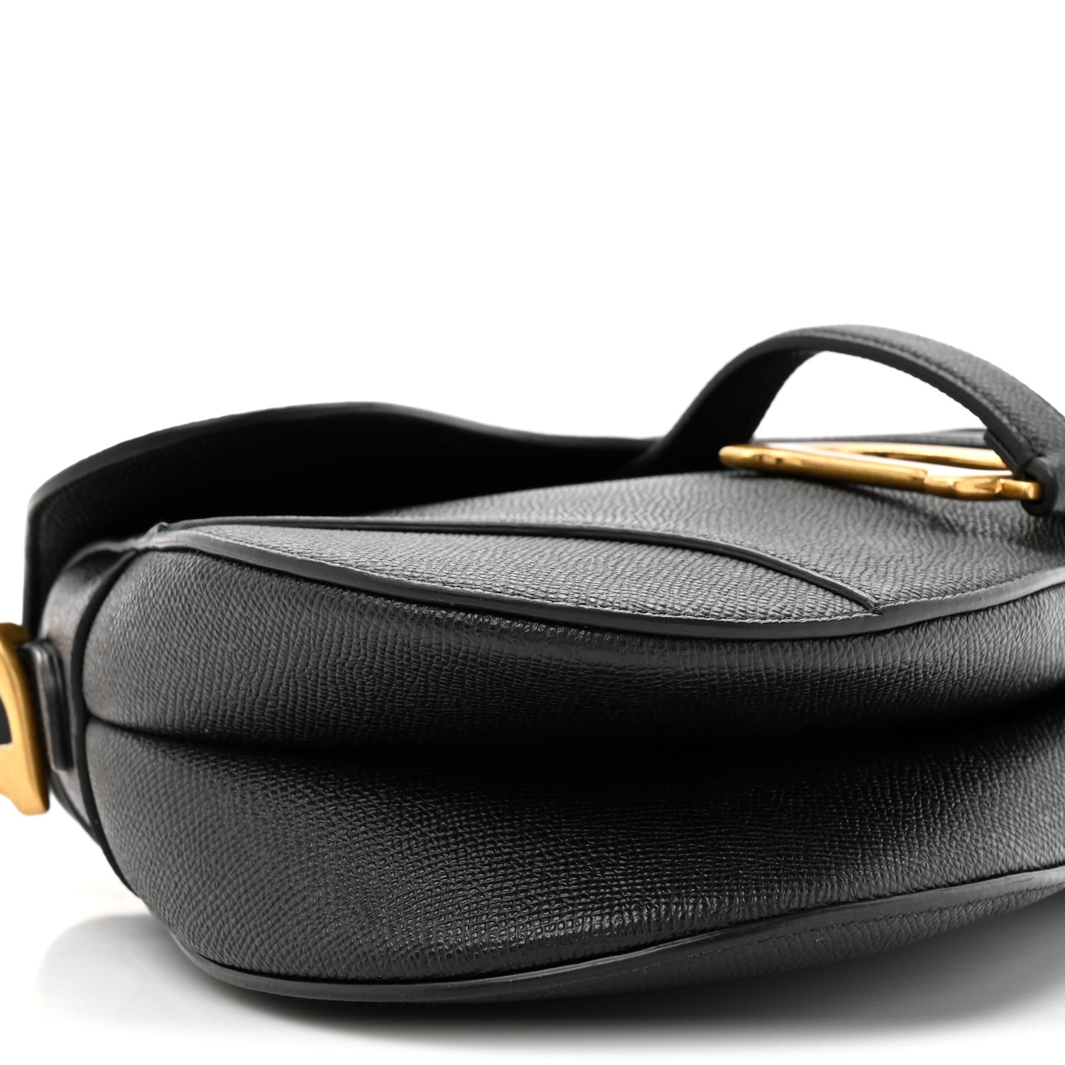 Christian Dior Grained Calfskin Saddle Bag With Strap Black 10 of 10