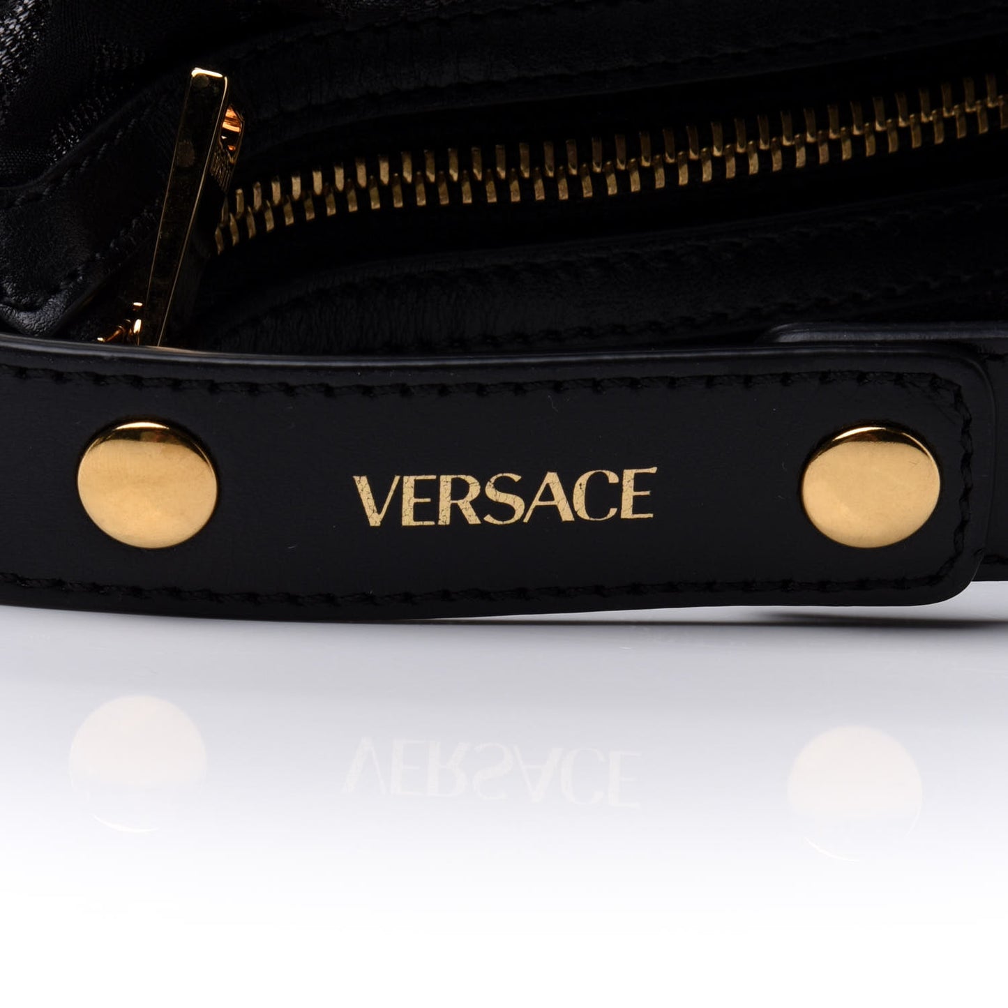 Metallic Canvas La Greca Signature Mini Bag Black