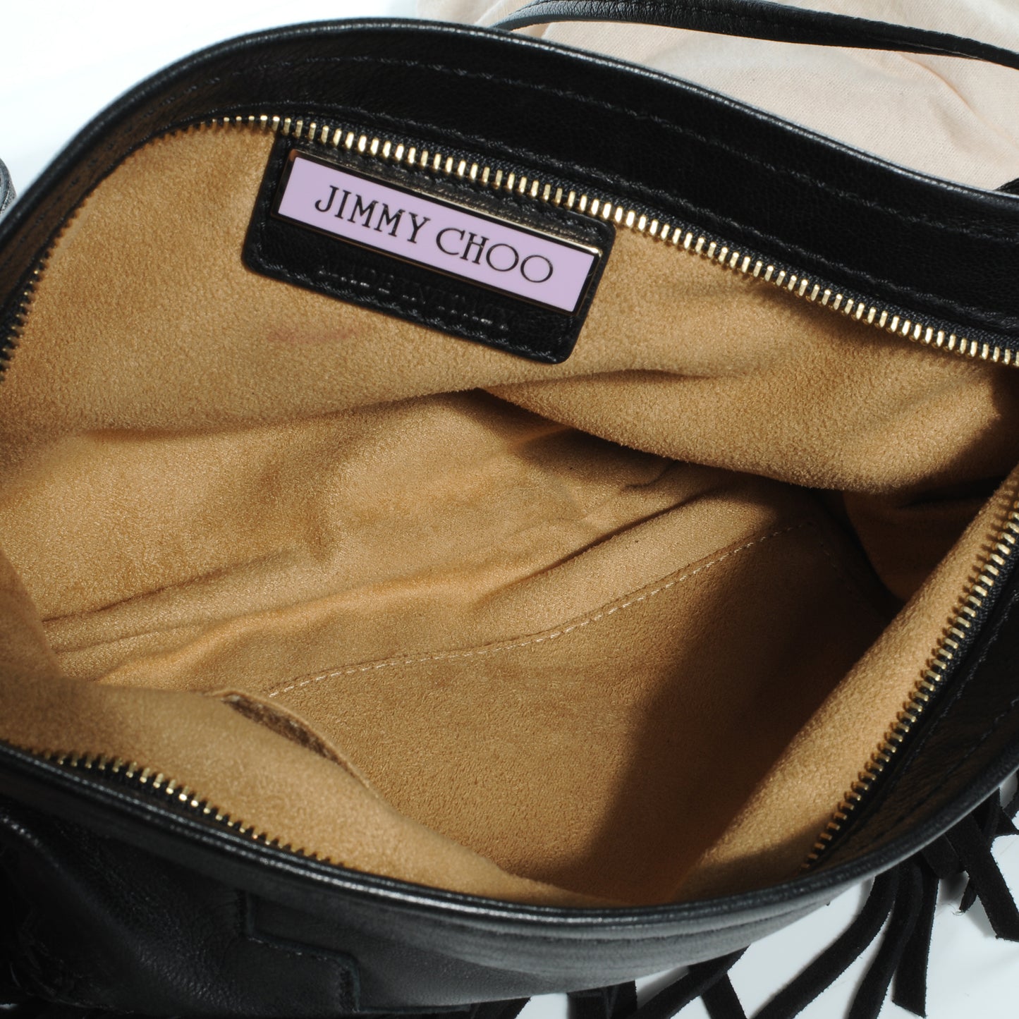 Leather Suede Fringe Tita Convertible Clutch Black