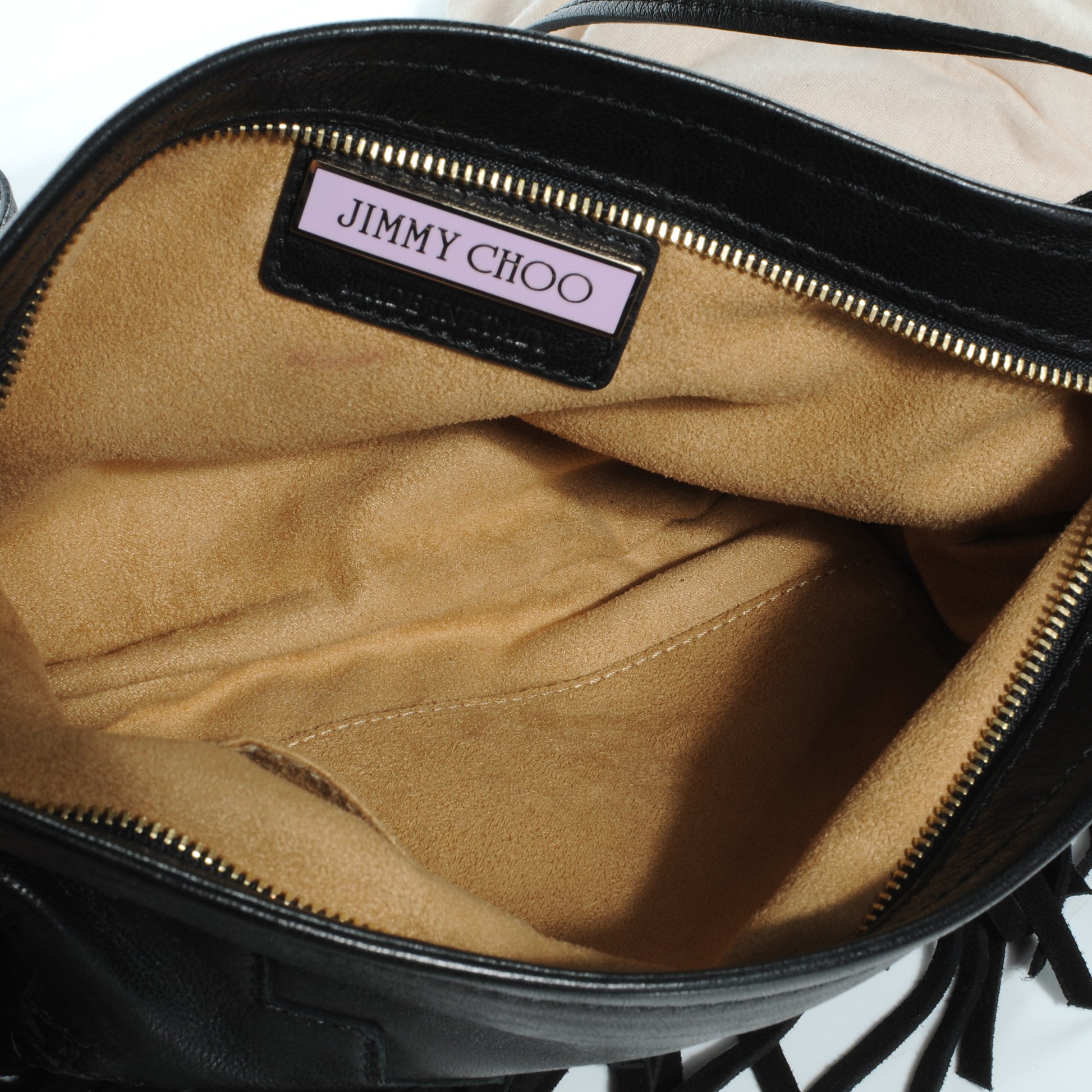 Jimmy Choo Leather Suede Fringe Tita Convertible Clutch Black 9 of 9