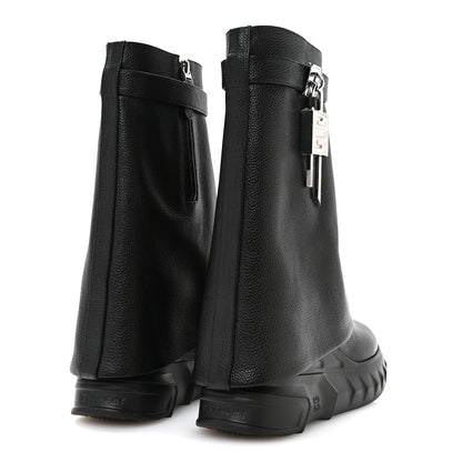 Givenchy Grained Calfskin Shark Lock Biker Ankle Boots 36 Black 5 of 8