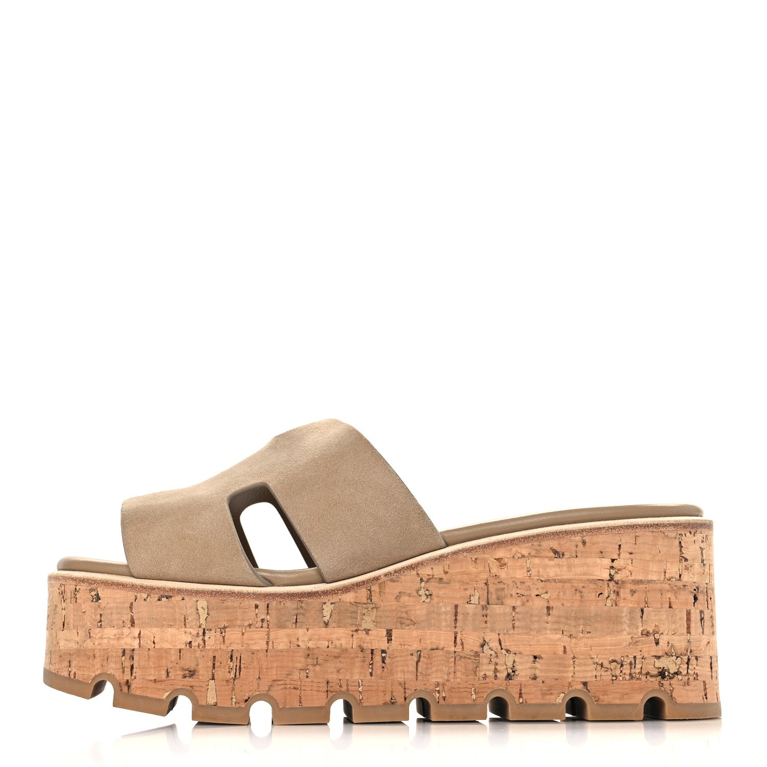 Hermes Suede Goatskin Cork Eze 30 Sandals 36 Beige Argile 1 of 9