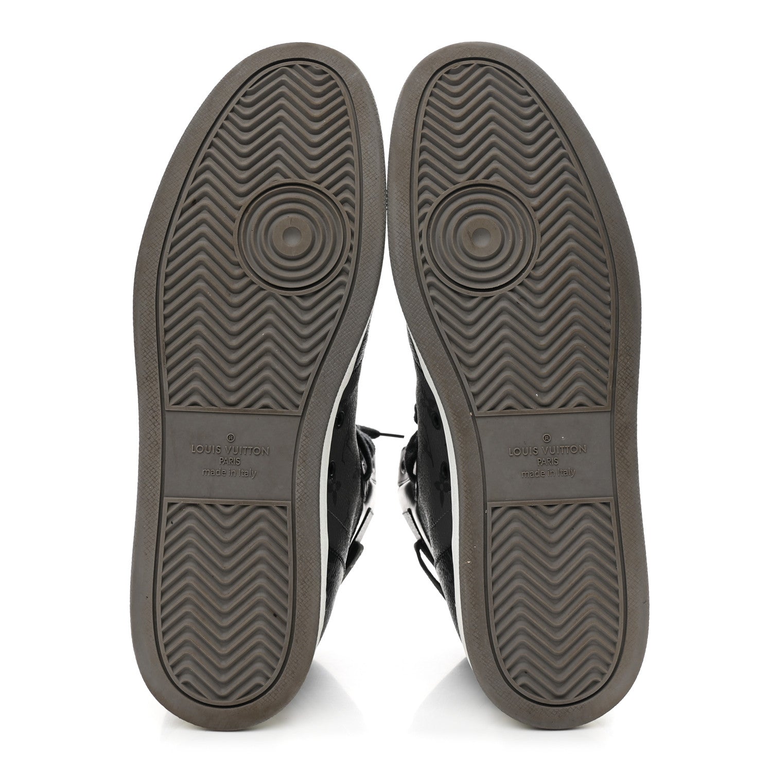 Louis Vuitton Calfskin Monogram Eclipse Mens Rivoli High Top Sneakers 10 Black Grey 6 of 9