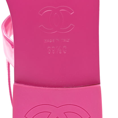 Chanel Lambskin Patent Chain CC Logo Thong Flat Sandals 39.5 Pink 8 of 9
