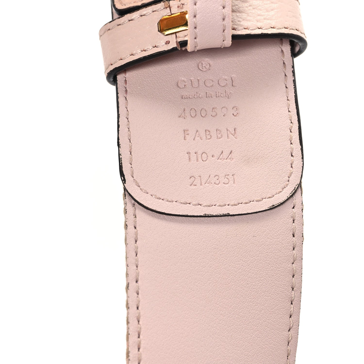 Gucci Monogram Jumbo GG Textured Dollar Calfskin Double G 40mm Belt 110 44 Camel Pink 3 of 4