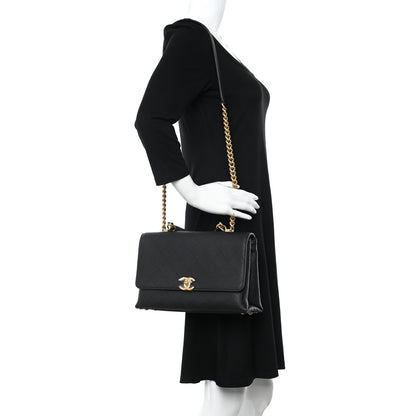 Chanel Grained Calfskin Stitched Flap Black 2 of 11