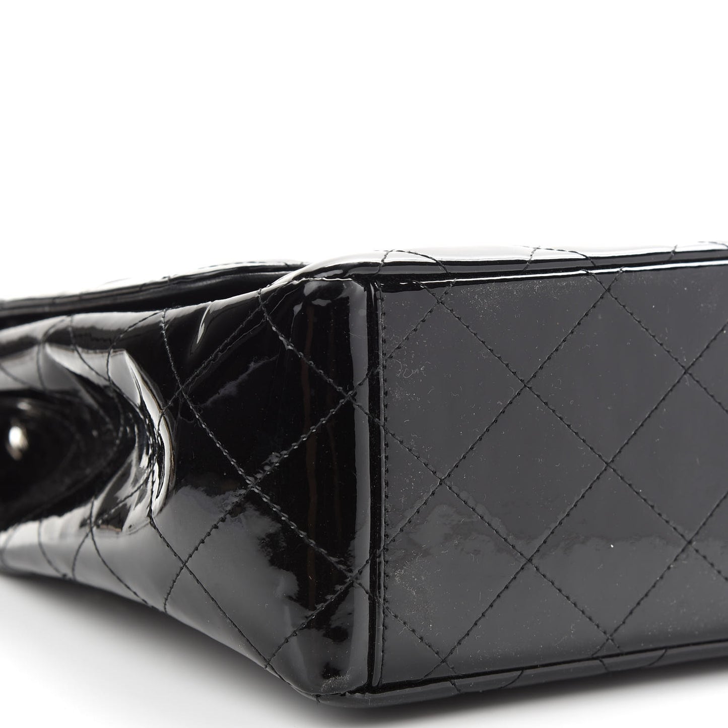 Patent Quilted Maxi Single Flap Black