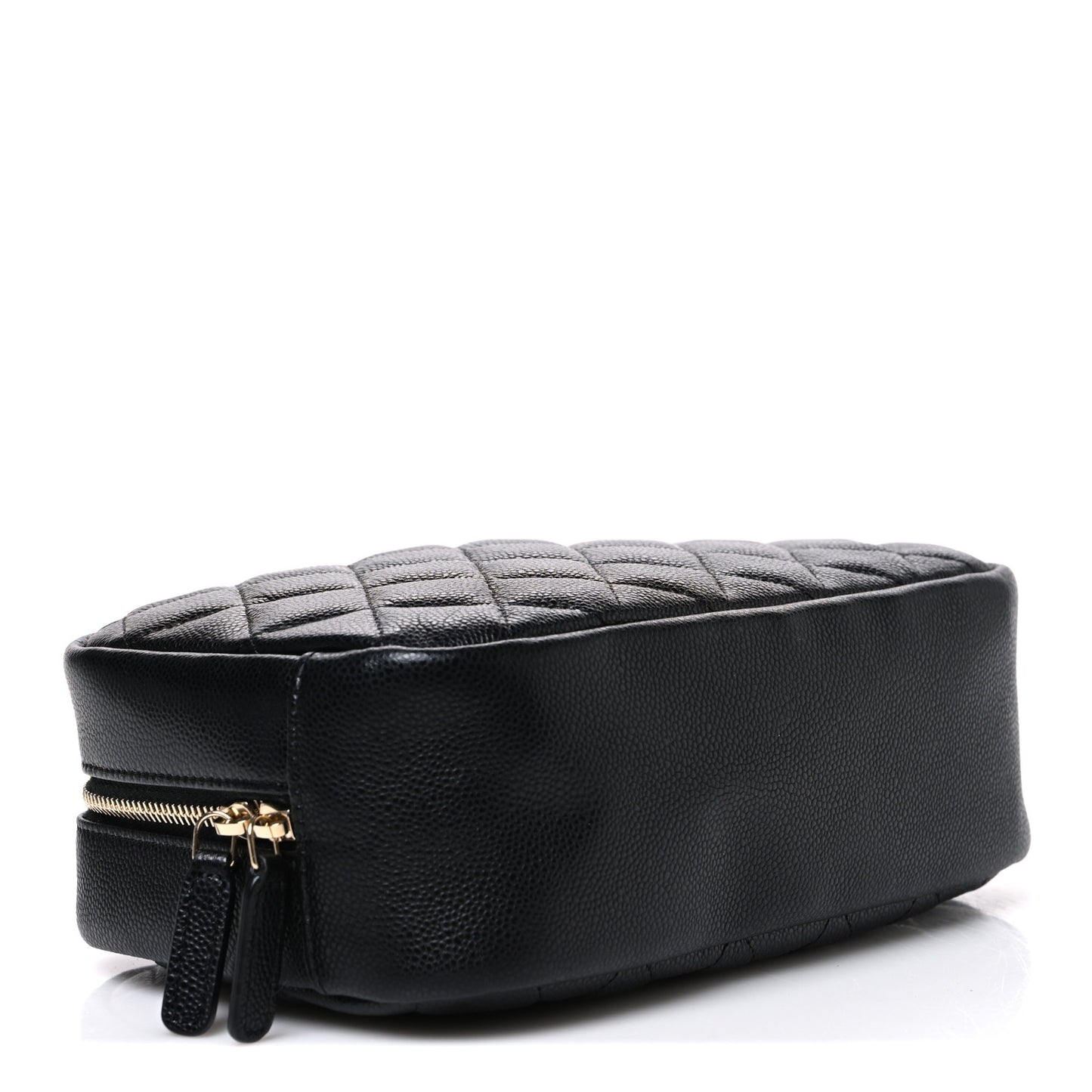 Caviar Quilted Medium Curvy Pouch Cosmetic Case Black