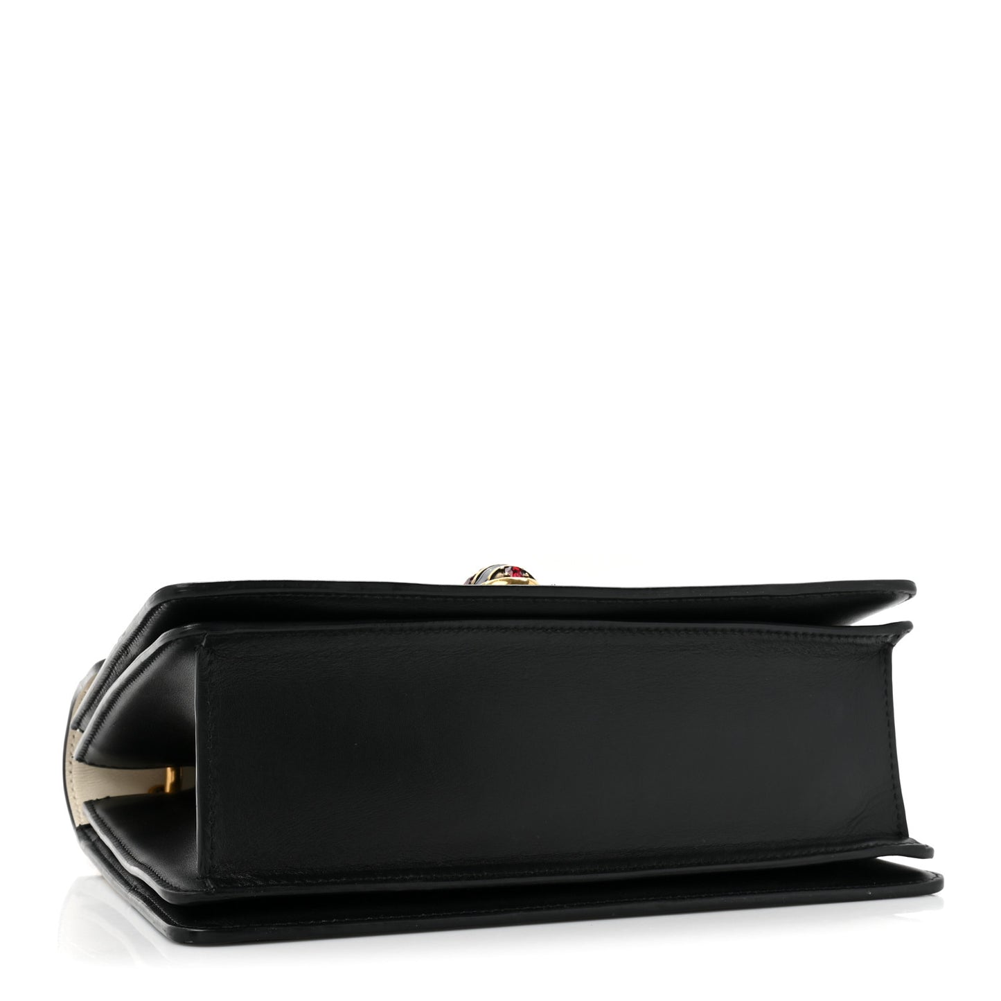 Calfskin Sylvie Web Small Queen Margaret Top Handle Bag Black White