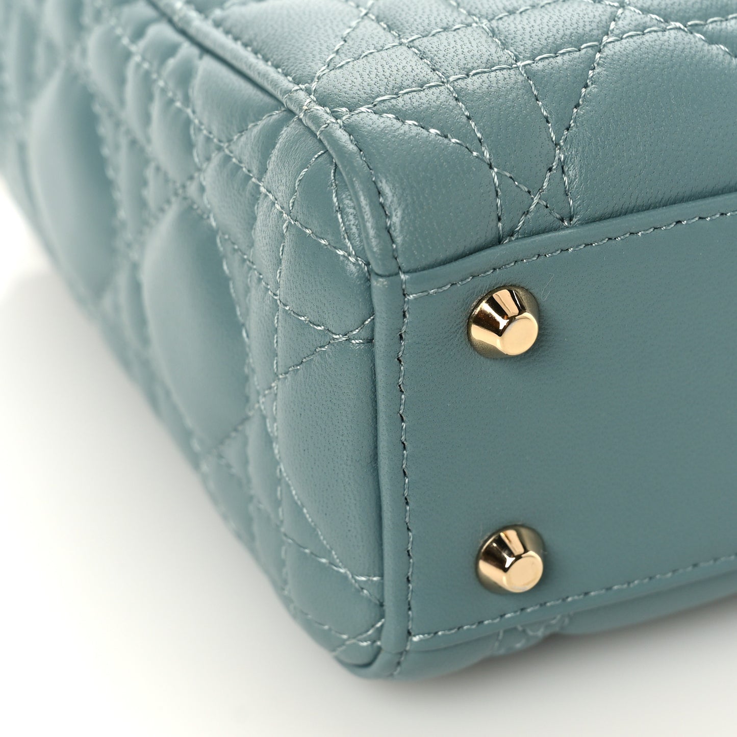 Lambskin Cannage Mini Lady Dior Storm Blue