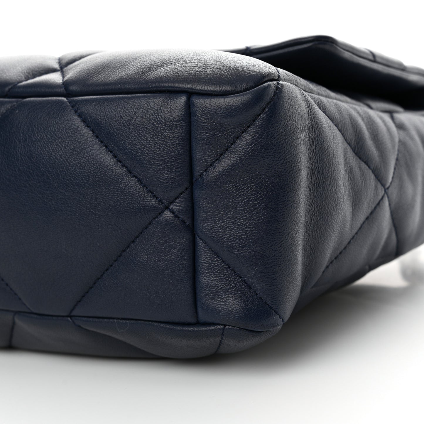 Lambskin Quilted Large Chanel 19 Flap Navy Blue