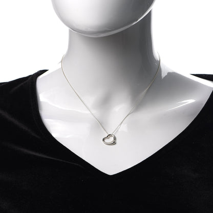 Tiffany Sterling Silver 14mm Elsa Peretti Open Heart Pendant Necklace 2 of 5