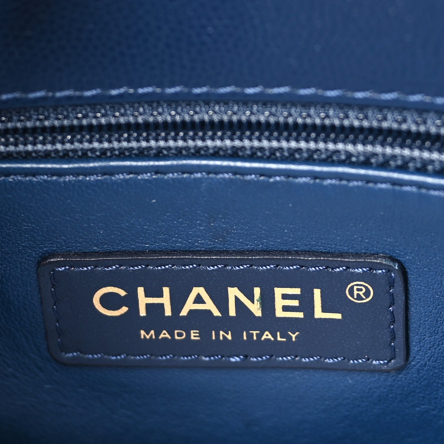 Caviar Quilted Lizard Embossed Mini Coco Handle Flap Navy Blue
