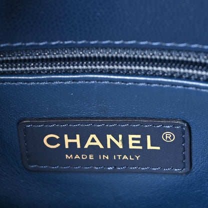 Chanel Caviar Quilted Lizard Embossed Mini Coco Handle Flap Navy Blue 6 of 9