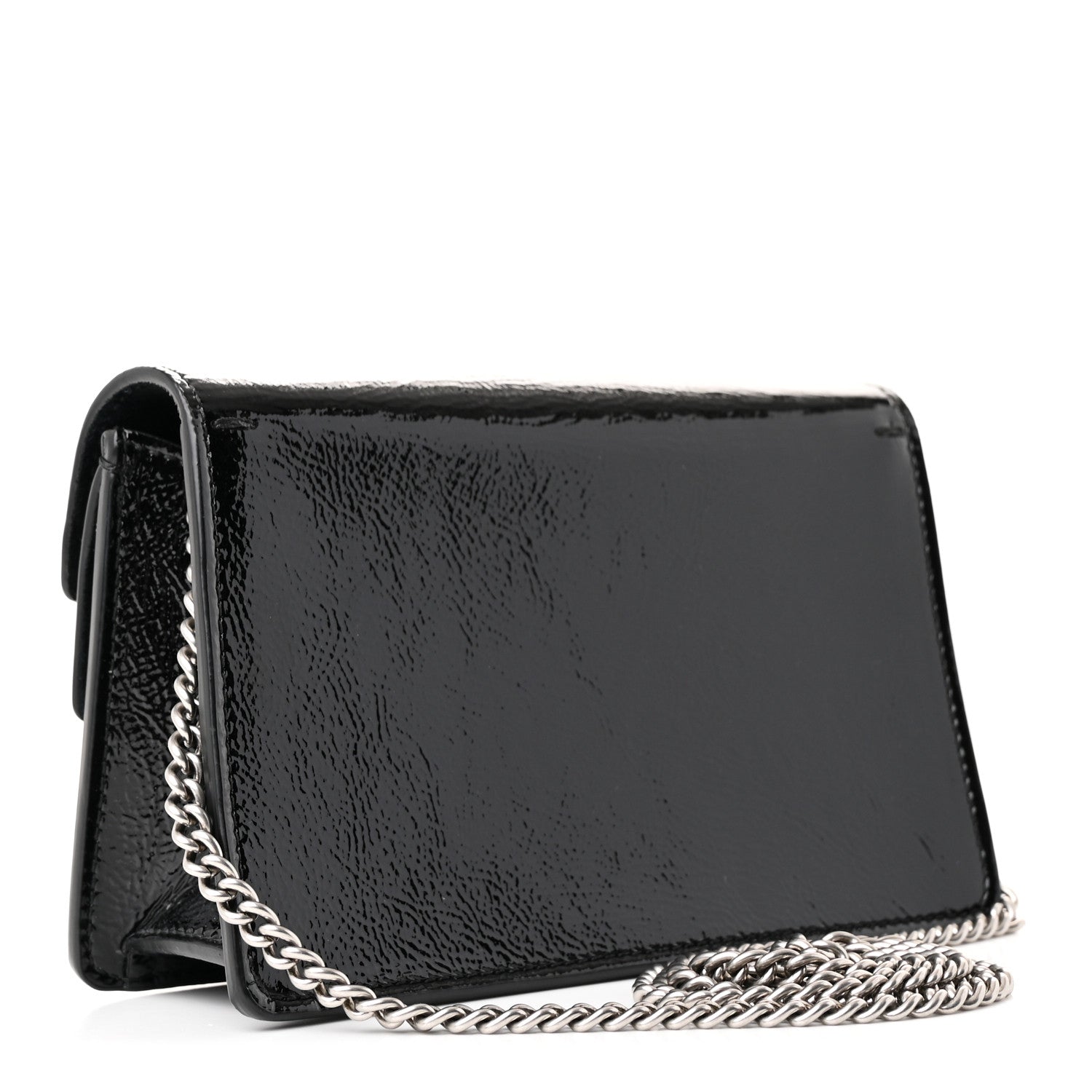 Gucci Crinkled Patent Super Mini Dionysus Shoulder Bag Black