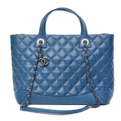 Chanel Calfskin Quilted Easy Shopping Tote Blue 1 of 12