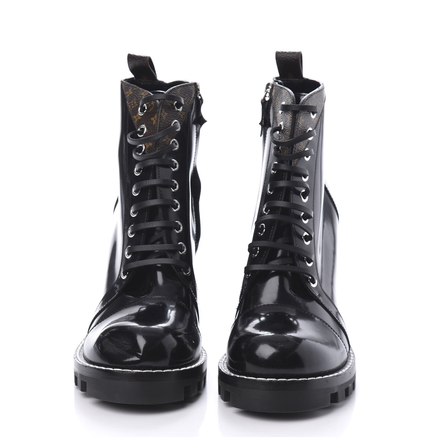 Patent Calfskin Monogram Star Trail Ankle Boots 40 Black