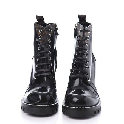 Louis Vuitton Patent Calfskin Monogram Star Trail Ankle Boots 40 Black 2 of 7