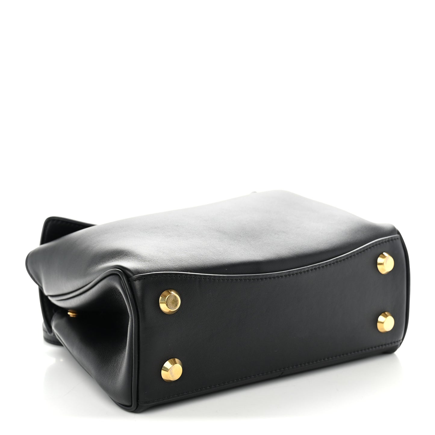 Natural Smooth Calfskin Mini Rodeo Top Handle Handbag Black