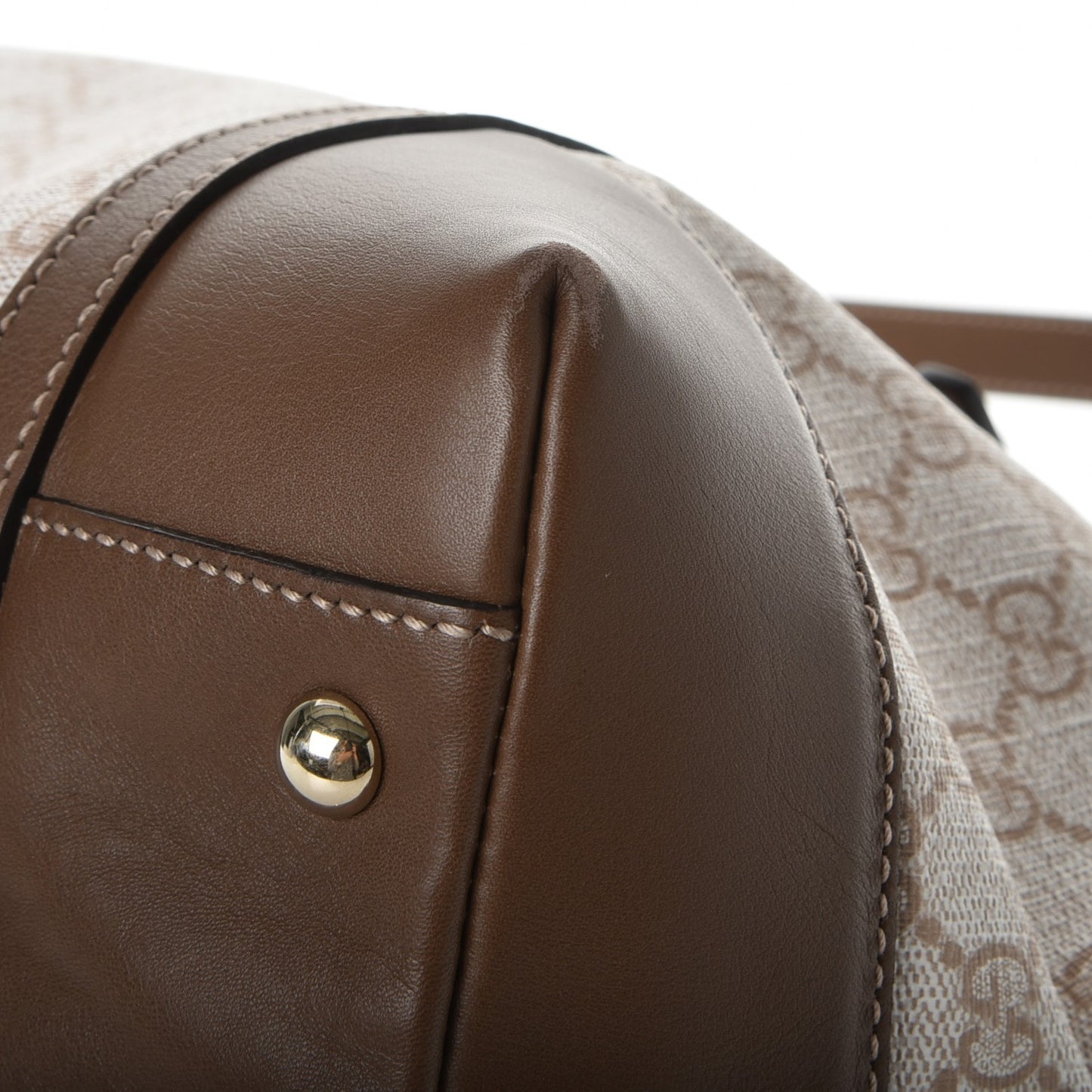 GG Supreme Monogram Calfskin Medium Nice Top Handle Dome Bag New Mystic White Beige Brown