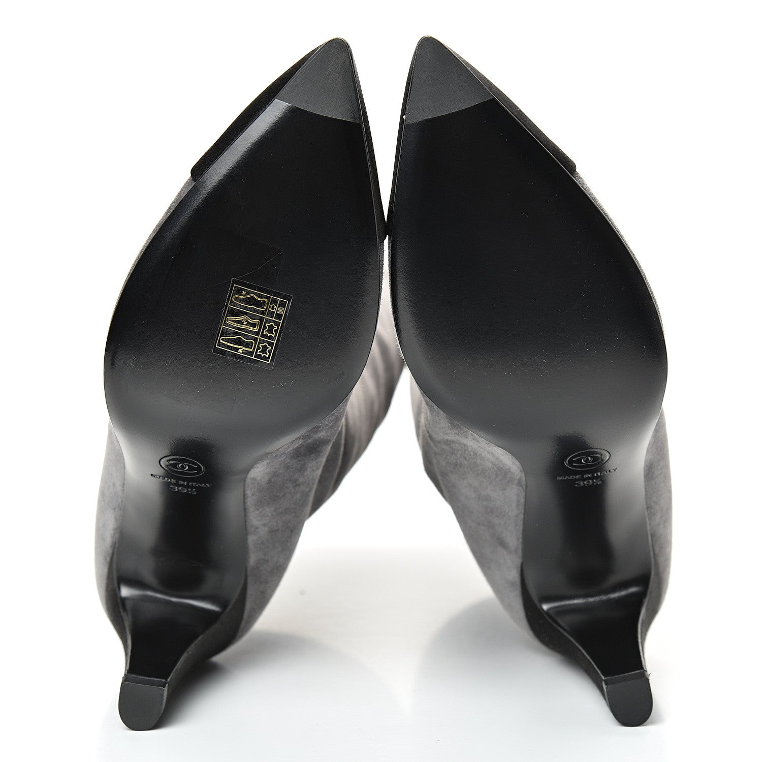 Chanel Suede Calfskin Satin Gabrielle Cap Toe Short Boots 39.5 Grey Black 5 of 10