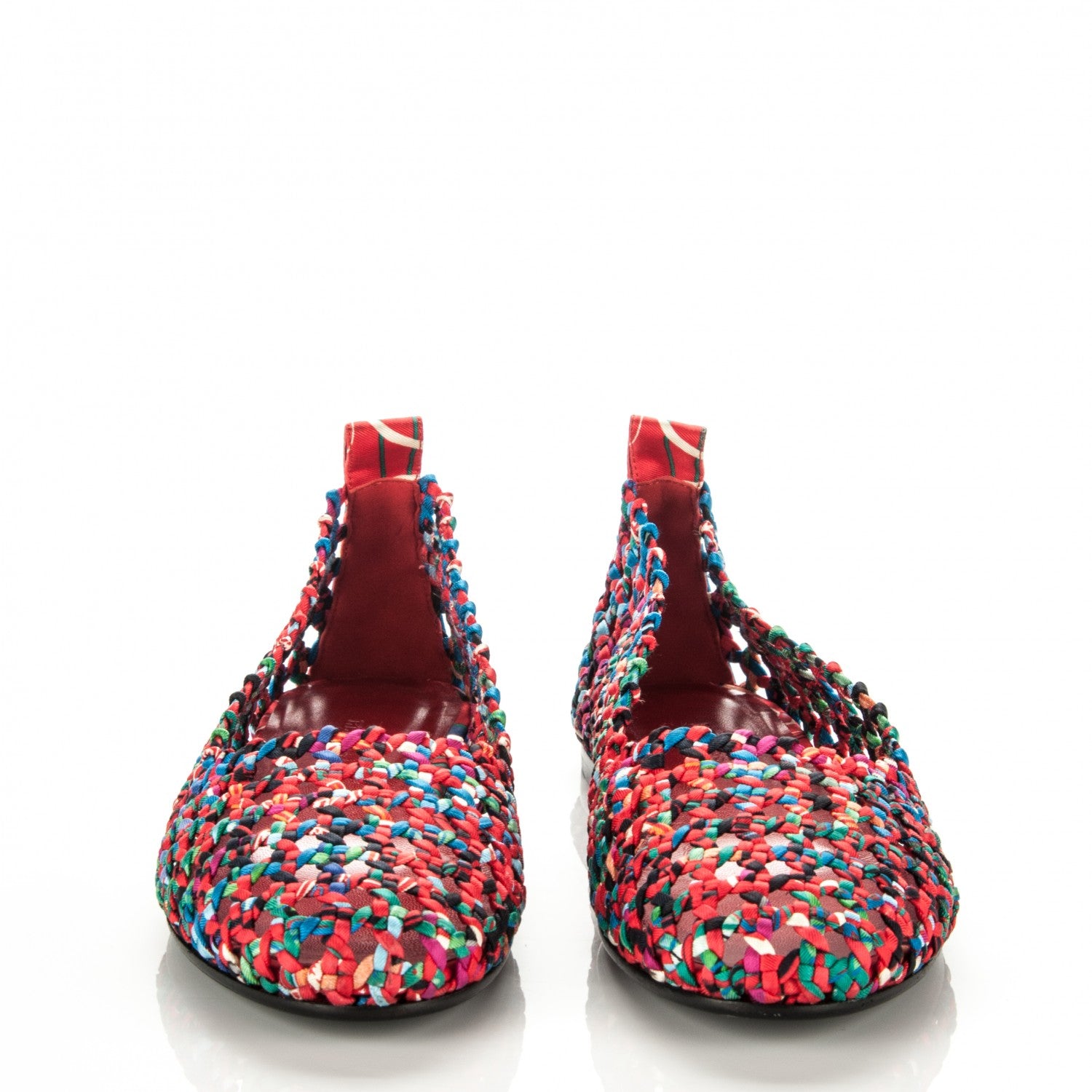 Hermes Printed Silk Braided Minorque Ballerina Flats 40 Multicolor 2 of 7