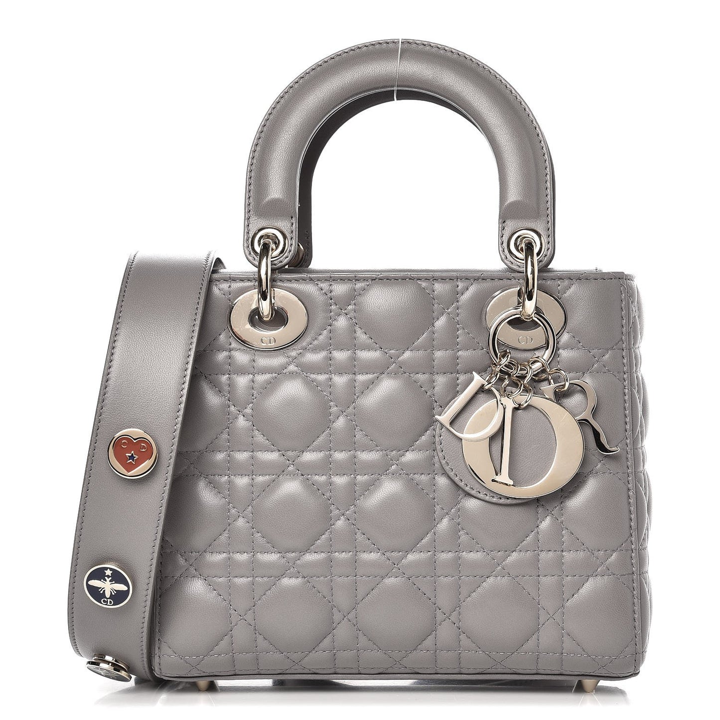Lambskin Cannage Small Lucky Badges My Lady Dior Grey