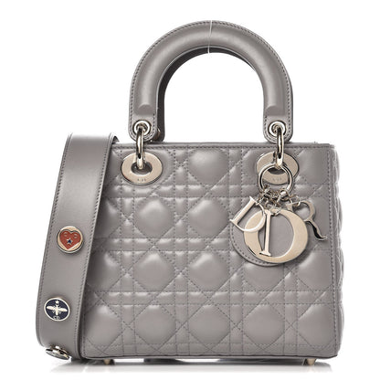 Christian Dior Lambskin Cannage Small Lucky Badges My Lady Dior Grey 1 of 8