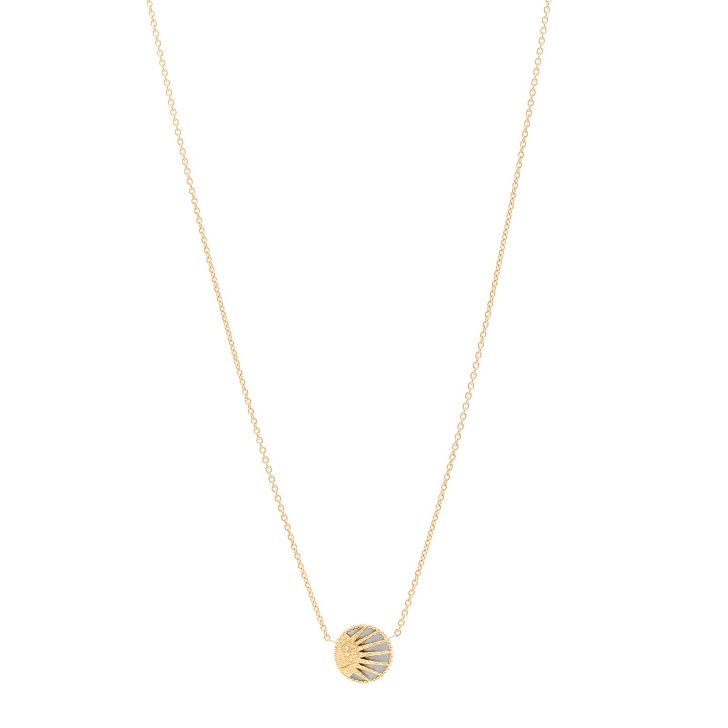 18K Yellow White Gold Diamond Black Onyx Mother of Pearl Rose Celeste Pendant Necklace