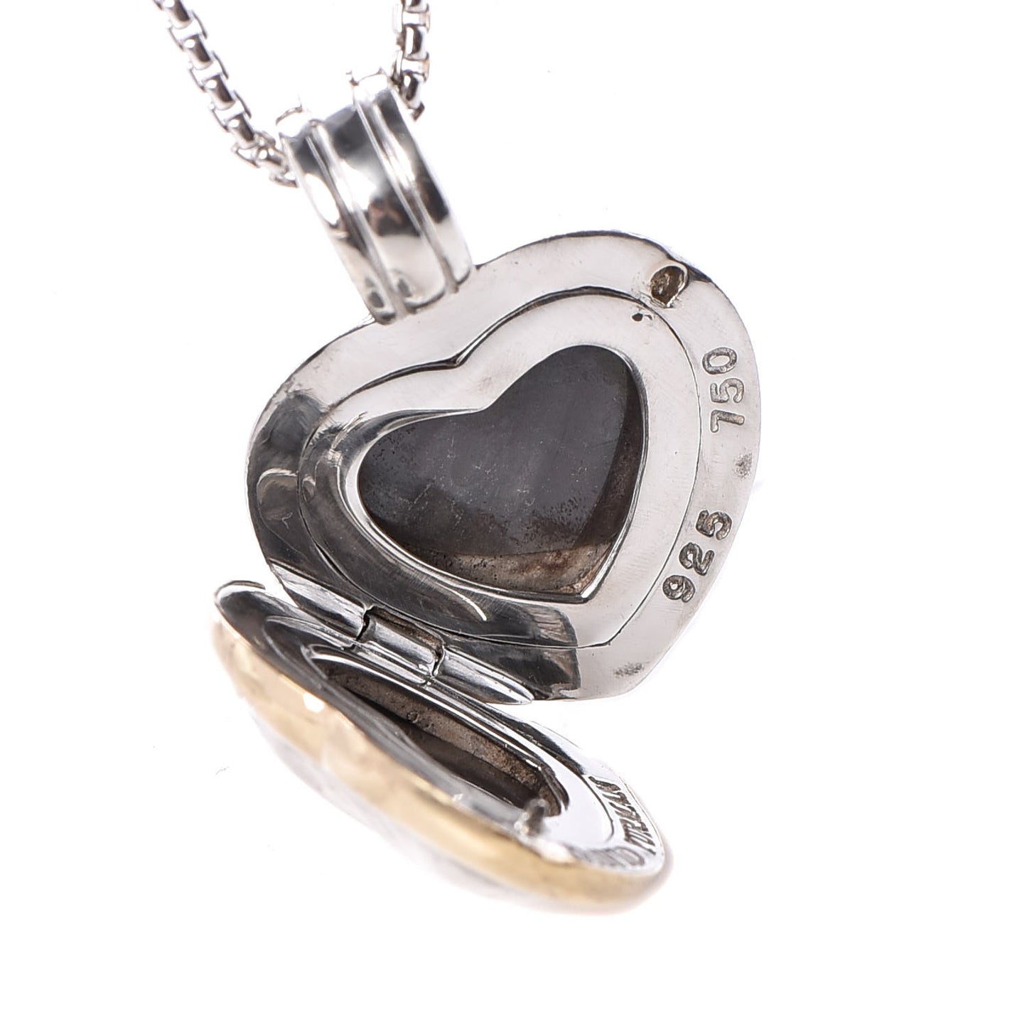 Sterling Silver 18K Yellow Gold Cable Heart Locket Pendant Necklace