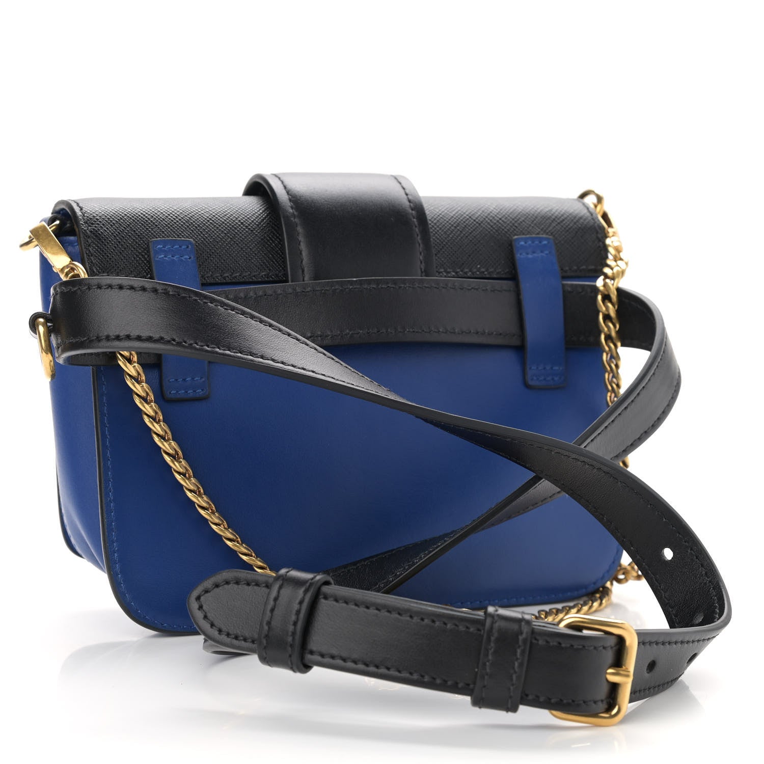 Prada Saffiano City Calf Cahier Belt Bag Black Bluette 3 of 10