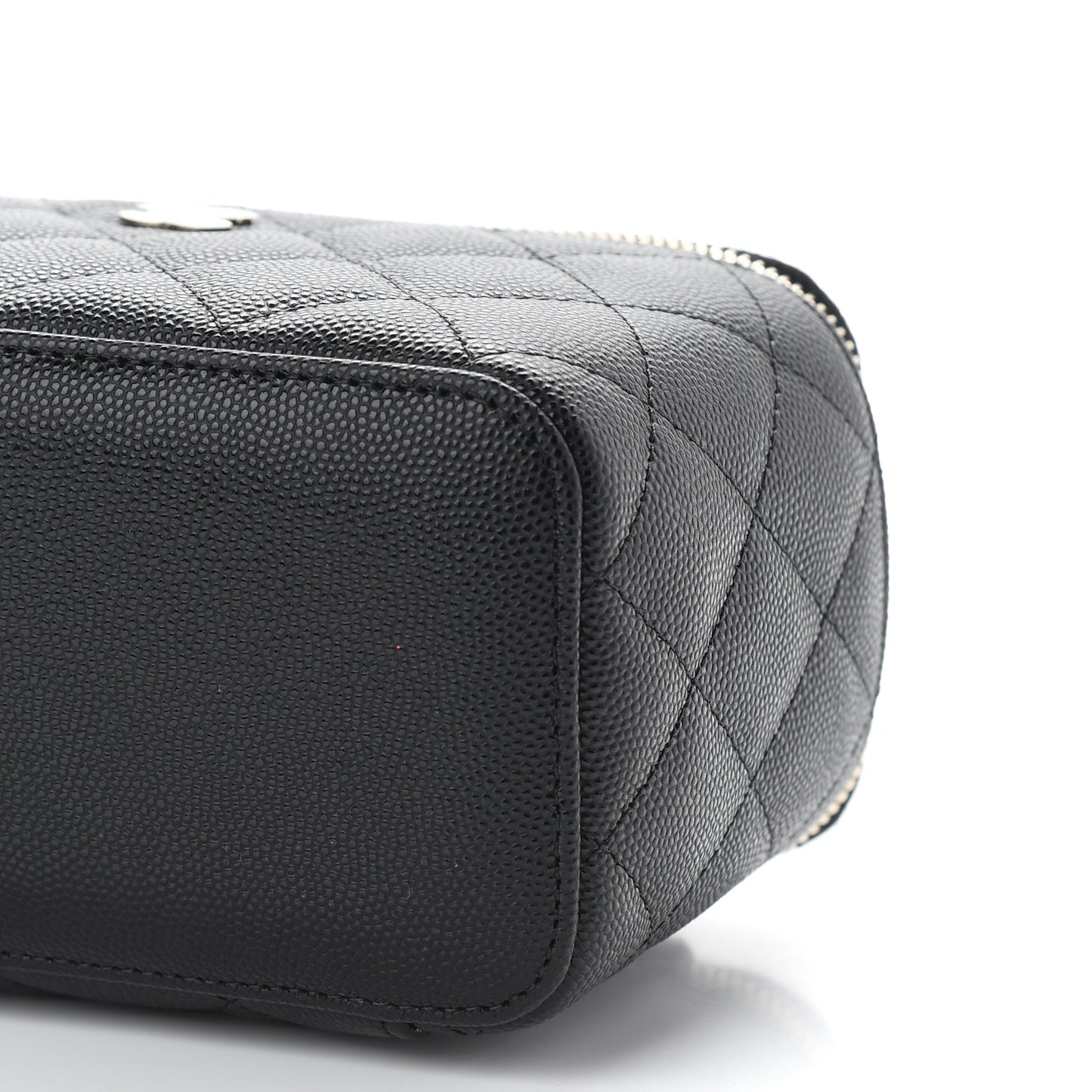 Caviar Quilted Small Vanity Case With Chain Black