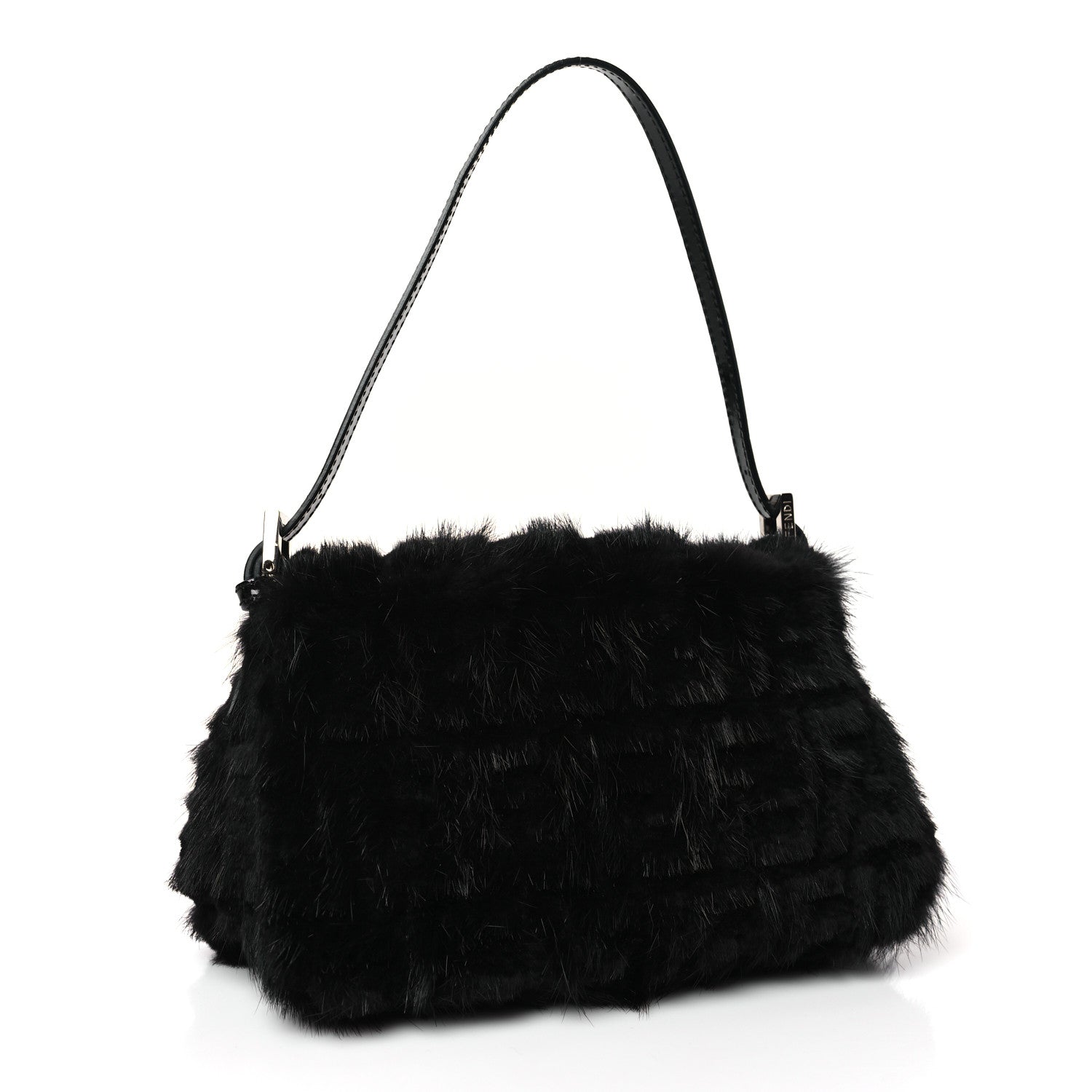 Fendi Mink Fur FF Mini Mama Baguette Black 2 of 8