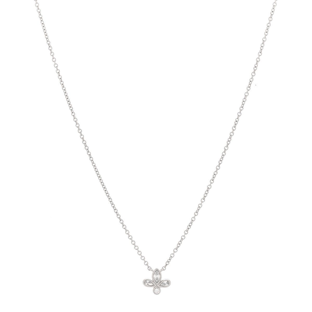 Tiffany Platinum Diamond Fleur de Lis Pendant Necklace 1 of 6