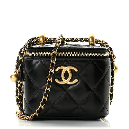 Chanel Calfskin Quilted Mini Perfect Fit Vanity Case With Chain Black 1 of 8